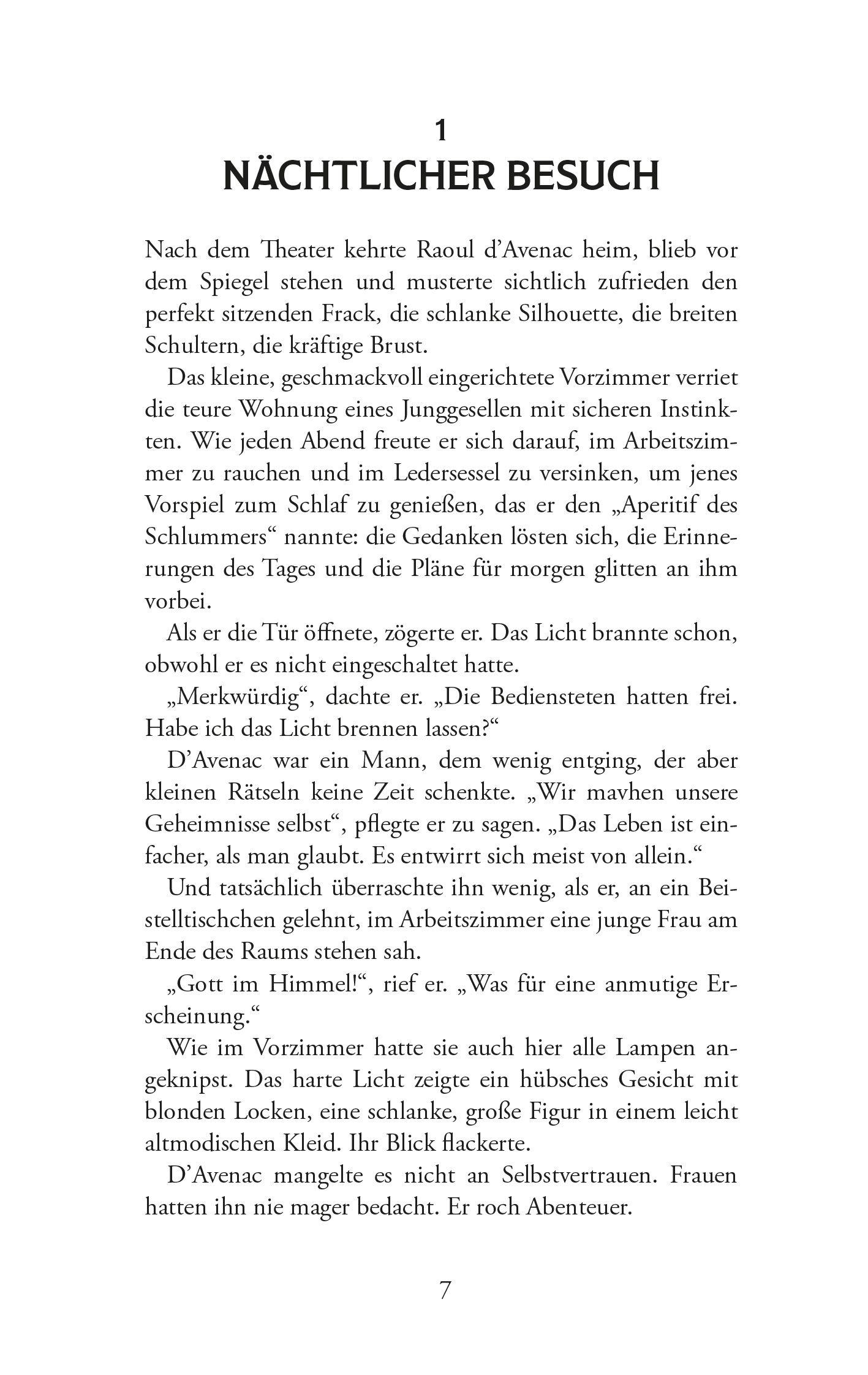 Beispielinhalt (Bild) Arsène Lupin und das Rätsel der verrückten Weiden. Kriminalroman