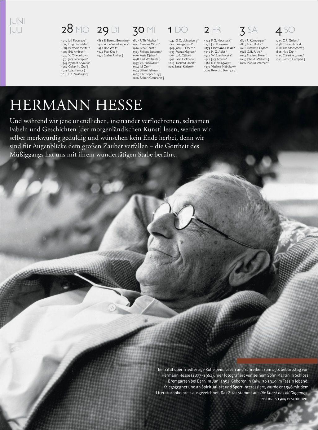 Beispielinhalt (Bild) Der Literatur Kalender Wochenkalender 2027