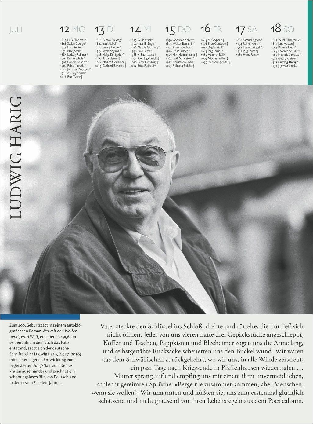 Beispielinhalt (Bild) Der Literatur Kalender Wochenkalender 2027