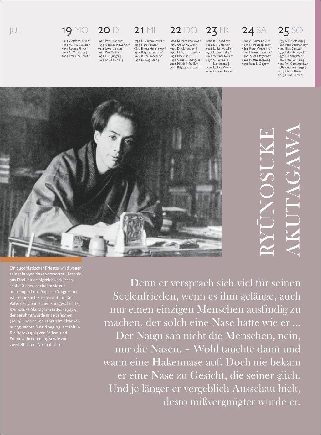 Beispielinhalt (Bild) Der Literatur Kalender Wochenkalender 2027