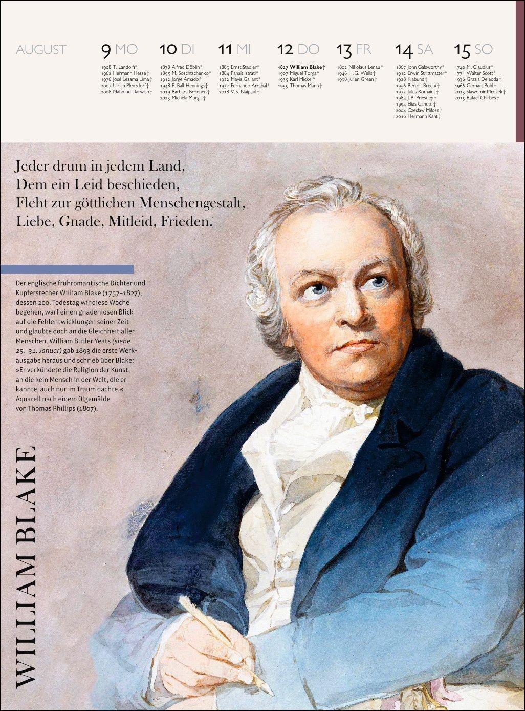 Beispielinhalt (Bild) Der Literatur Kalender Wochenkalender 2027