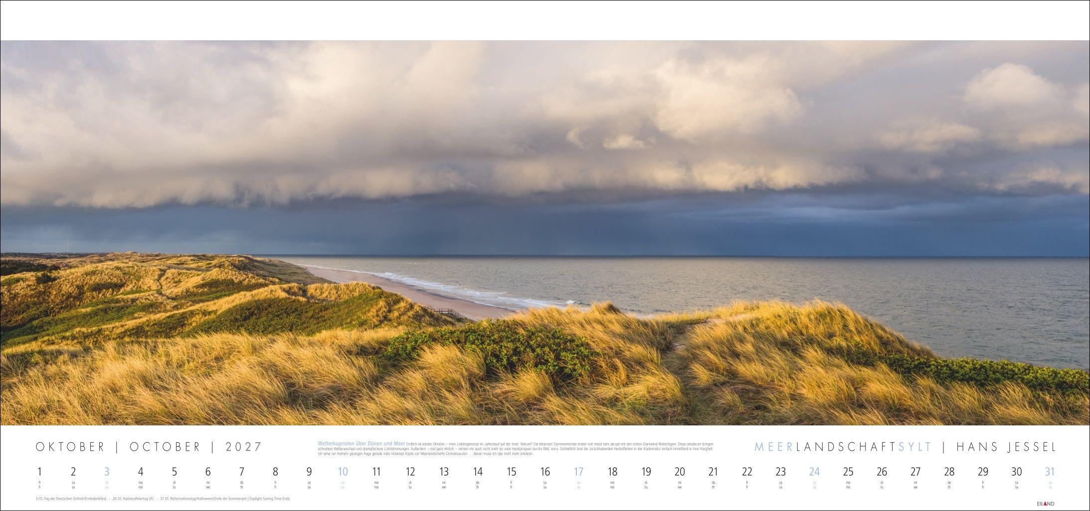 Beispielinhalt (Bild) Meerlandschaft SYLT Kalender 2027 - Hans Jessel