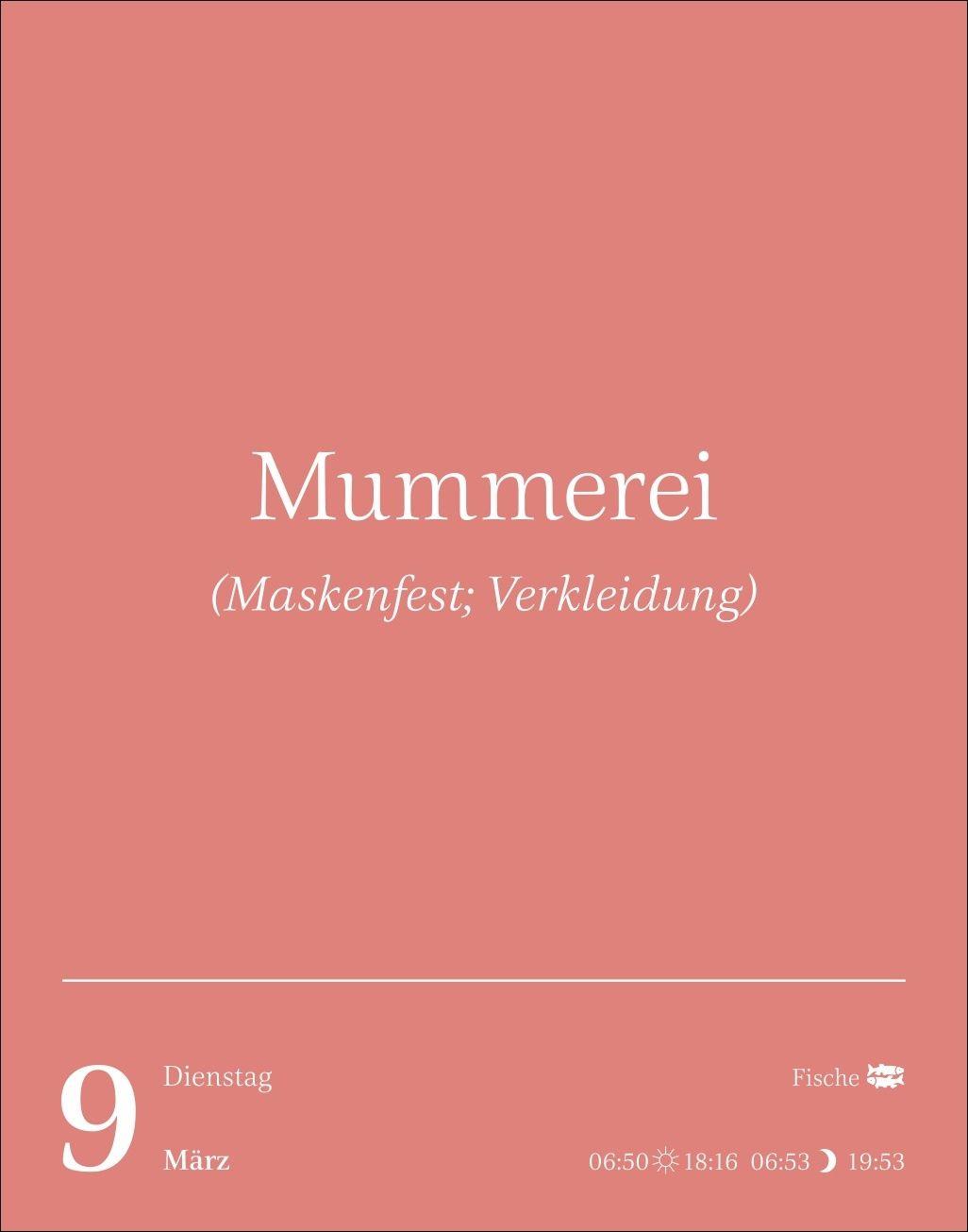 Beispielinhalt (Bild) Duden Vergessene Wortschätze Tagesabreißkalender 2027