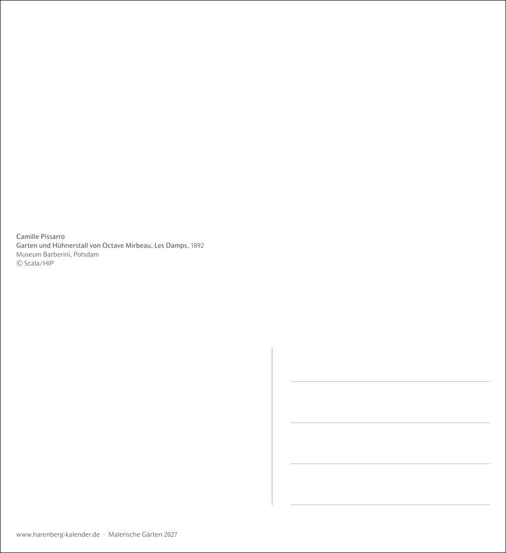 Beispielinhalt (Bild) Malerische Gärten Postkartenkalender 2027 - Kalender mit 53 Kunstpostkarten