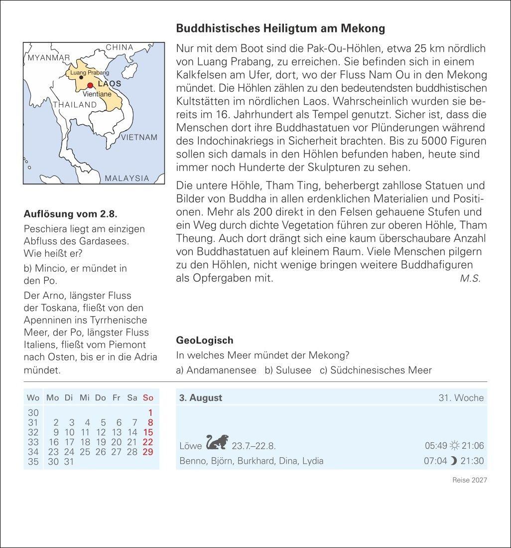 Beispielinhalt (Bild) Reise Tagesabreißkalender 2027 - Kulturkalender - Städte, Menschen, Landschaften