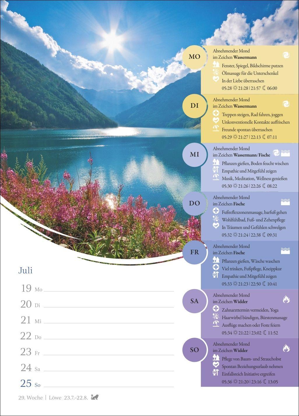 Beispielinhalt (Bild) Mondkalender Wochenkalender 2027 - 53 Wochenblätter mit praktischen Tipps für jeden Tag