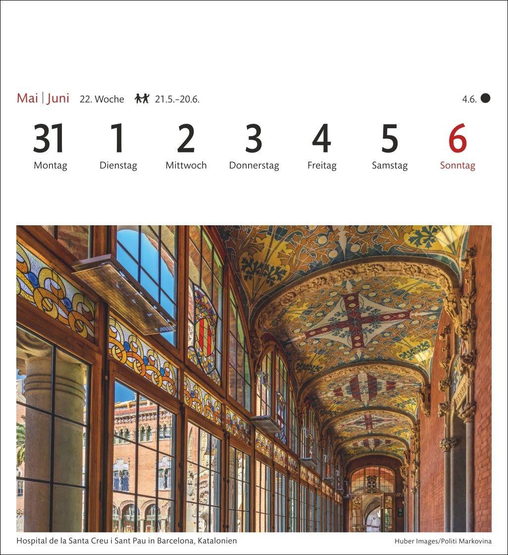 Beispielinhalt (Bild) Spanien Sehnsuchtskalender 2027 - Wochenkalender mit 53 Postkarten