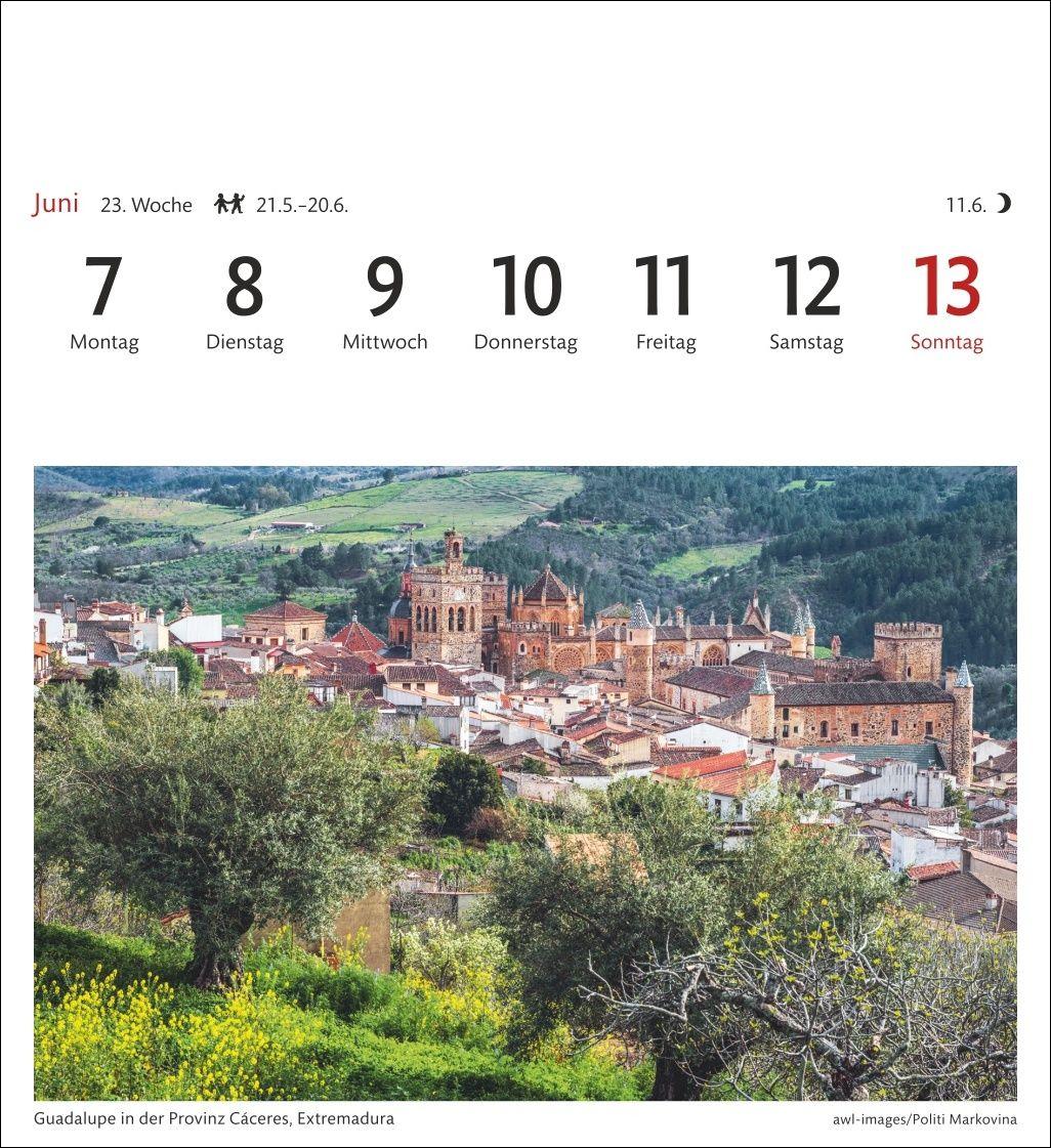 Beispielinhalt (Bild) Spanien Sehnsuchtskalender 2027 - Wochenkalender mit 53 Postkarten