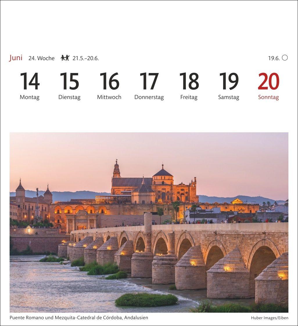 Beispielinhalt (Bild) Spanien Sehnsuchtskalender 2027 - Wochenkalender mit 53 Postkarten