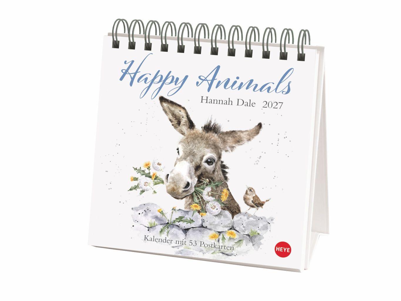 Vorderes Coverbild Hannah Dale: Happy Animals Premium-Postkartenkalender 2027