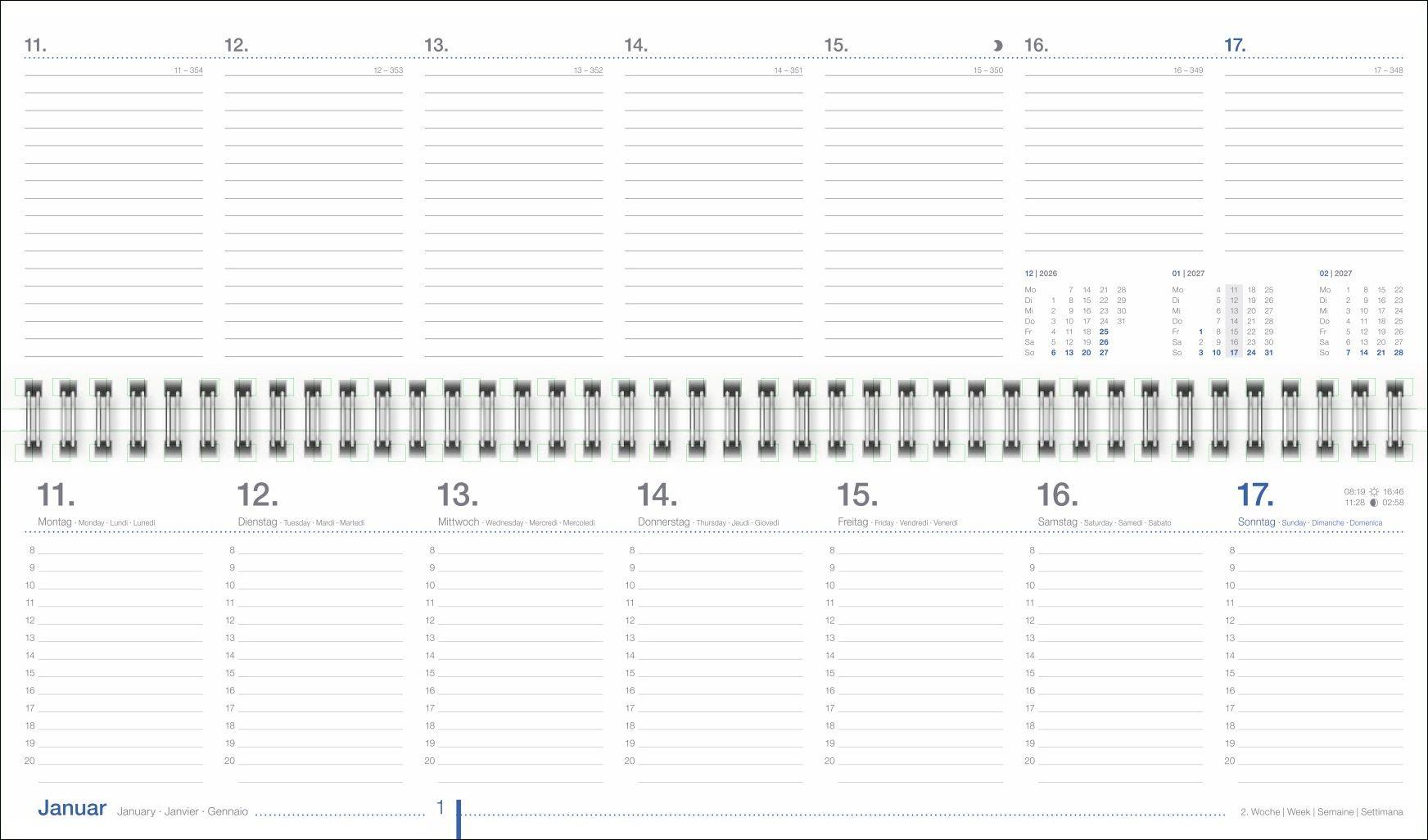 Beispielinhalt (Bild) Wochenquerplaner, blau 2027