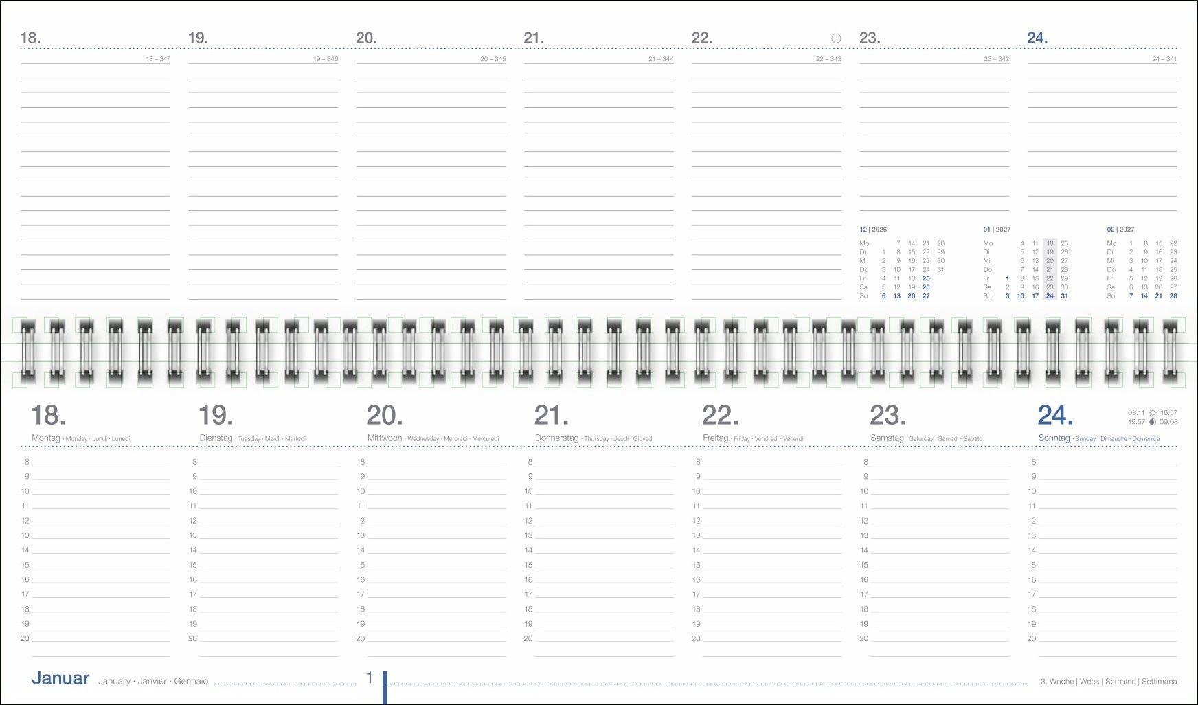 Beispielinhalt (Bild) Wochenquerplaner, blau 2027