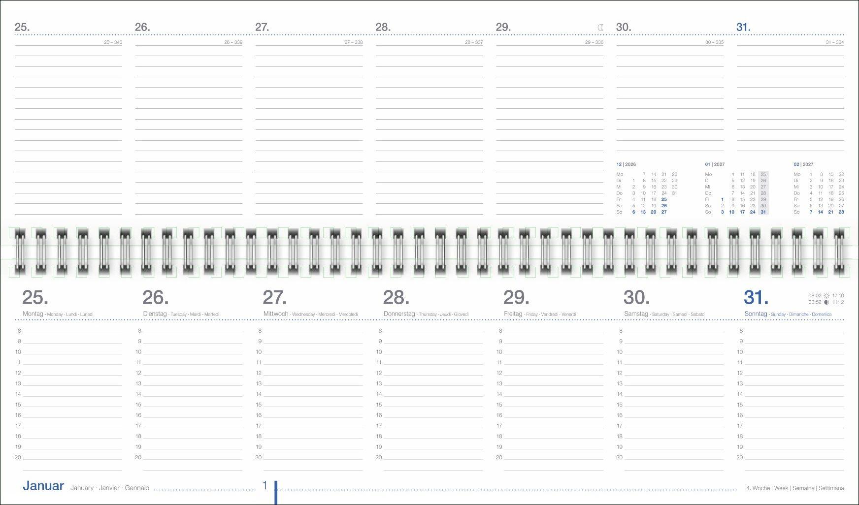 Beispielinhalt (Bild) Wochenquerplaner, blau 2027