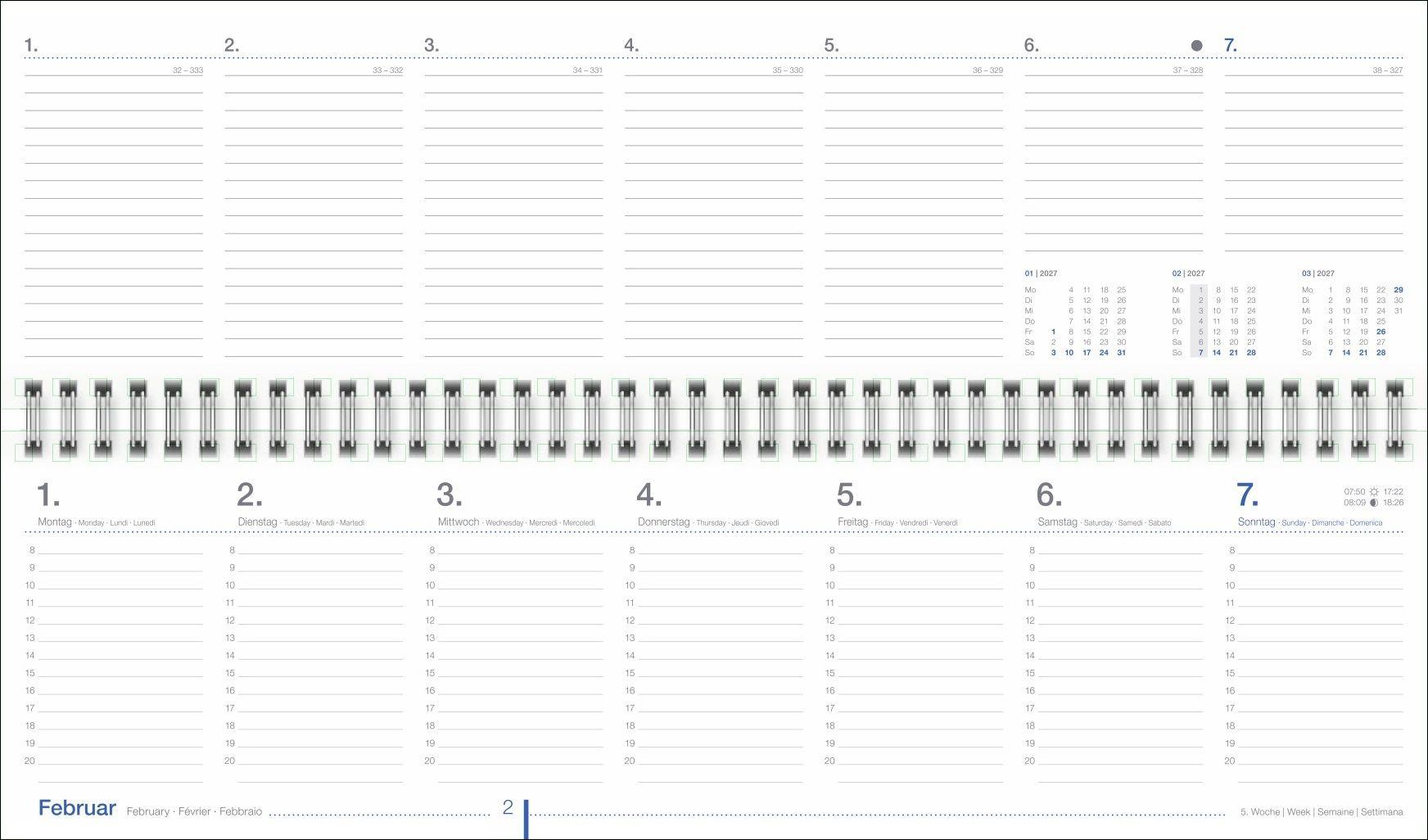 Beispielinhalt (Bild) Wochenquerplaner, blau 2027
