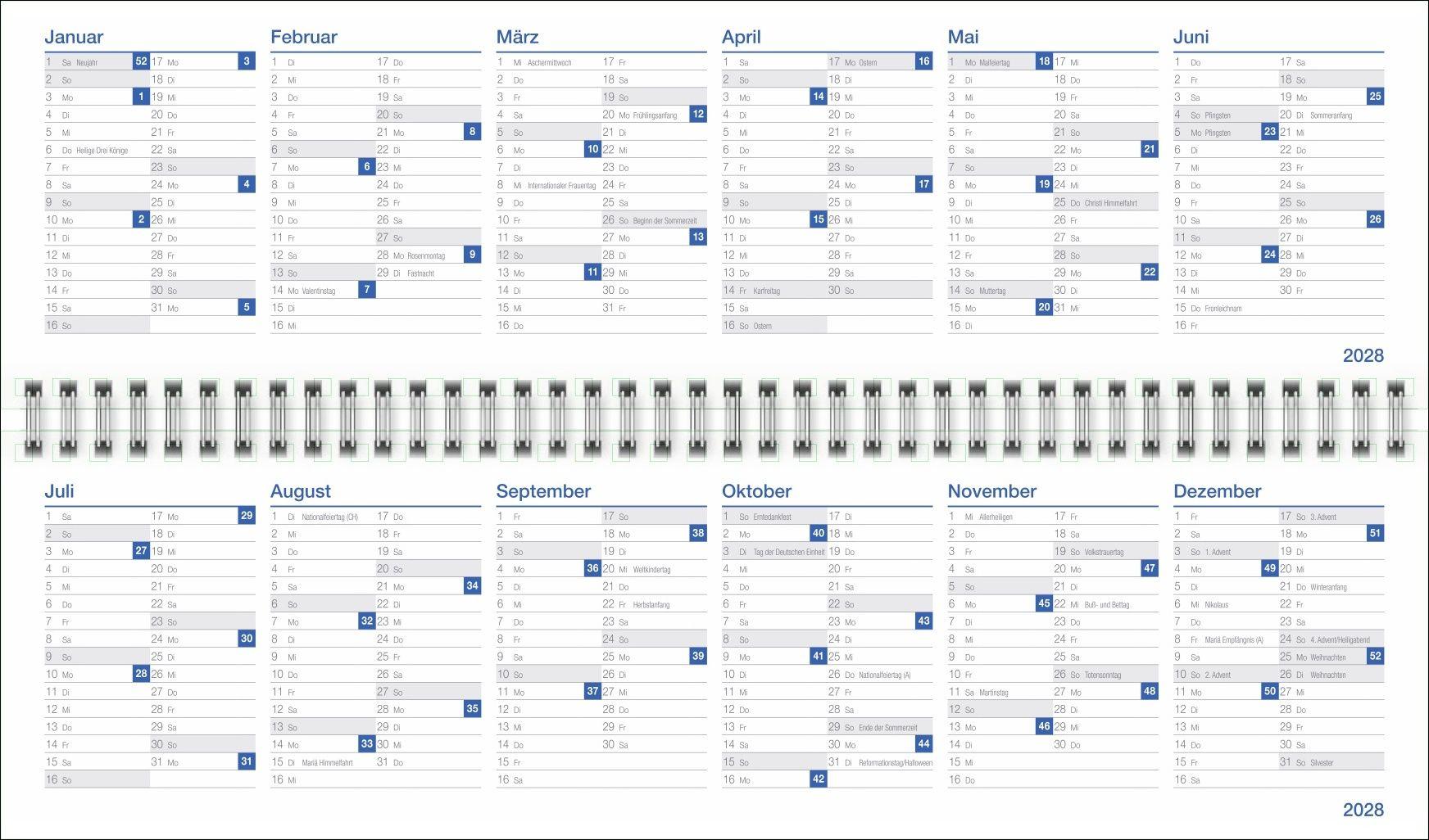 Beispielinhalt (Bild) Wochenquerplaner, blau 2027