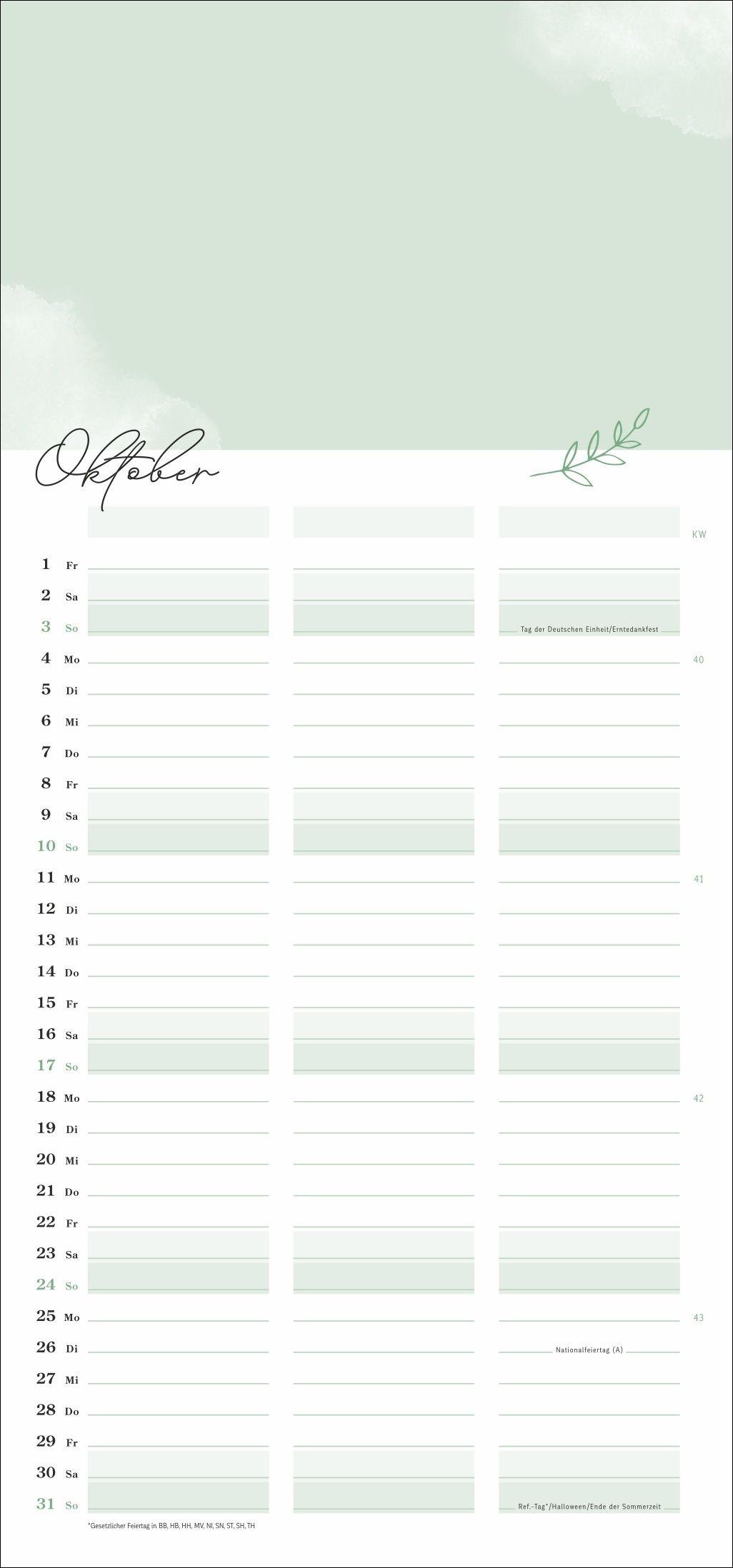 Beispielinhalt (Bild) Kreativ-Planer für zwei Glücksmomente 2027