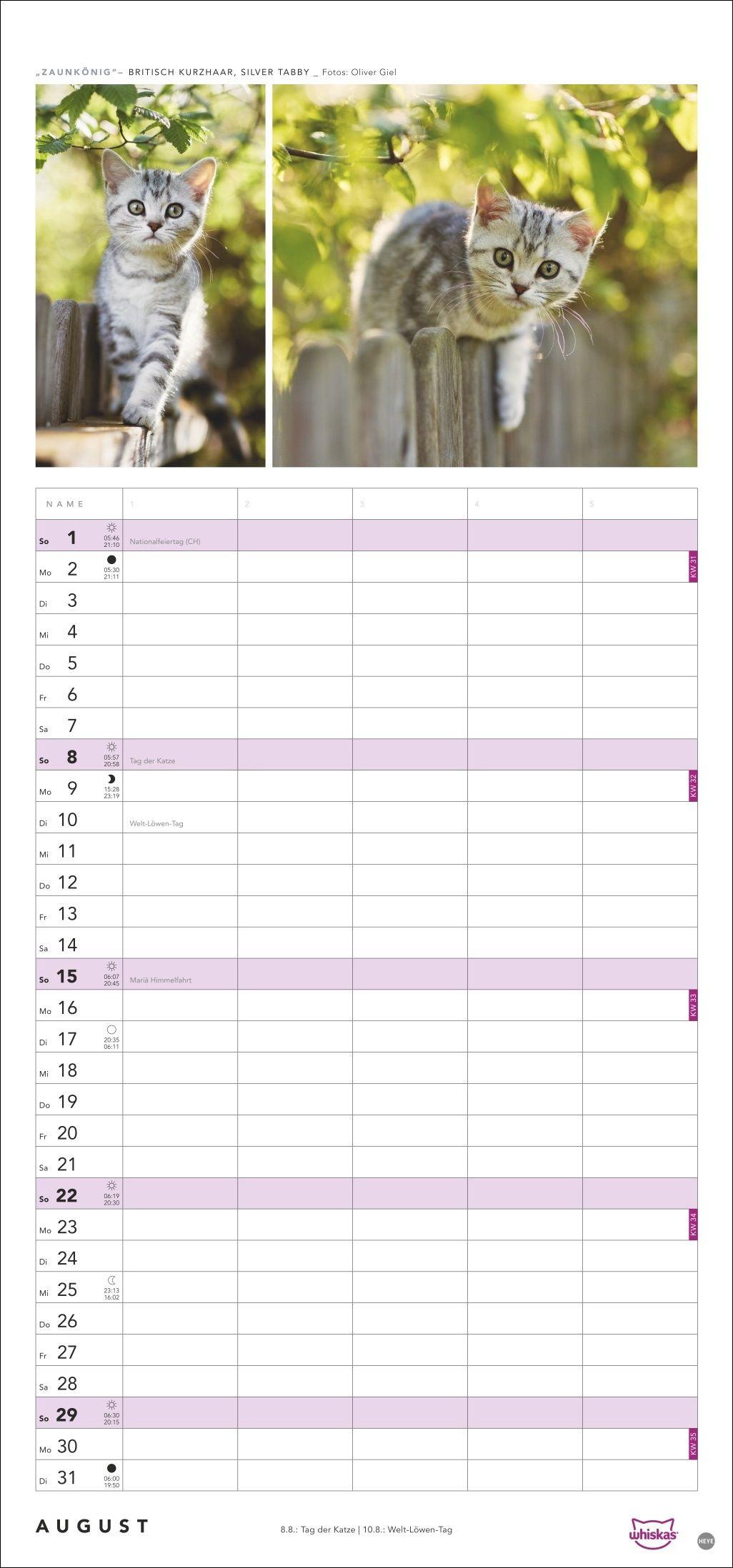 Beispielinhalt (Bild) Whiskas Familienplaner 2027