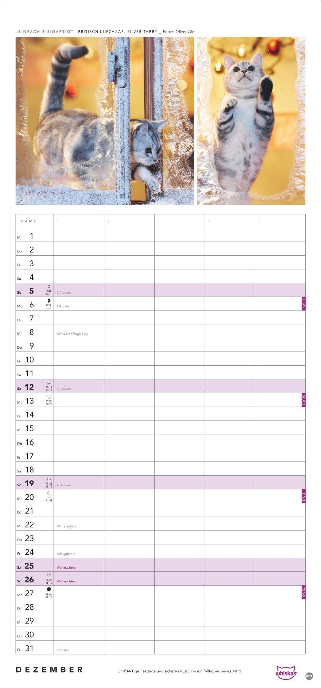 Beispielinhalt (Bild) Whiskas Familienplaner 2027