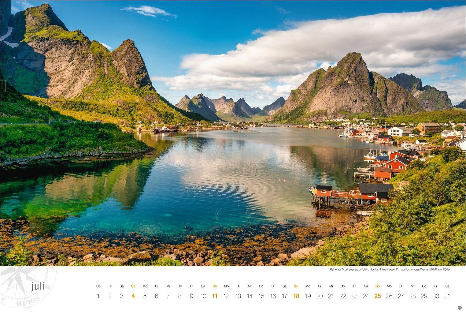 Beispielinhalt (Bild) Skandinavien Globetrotter Kalender 2027 - Von stillen Wäldern, Seen und Fjorden