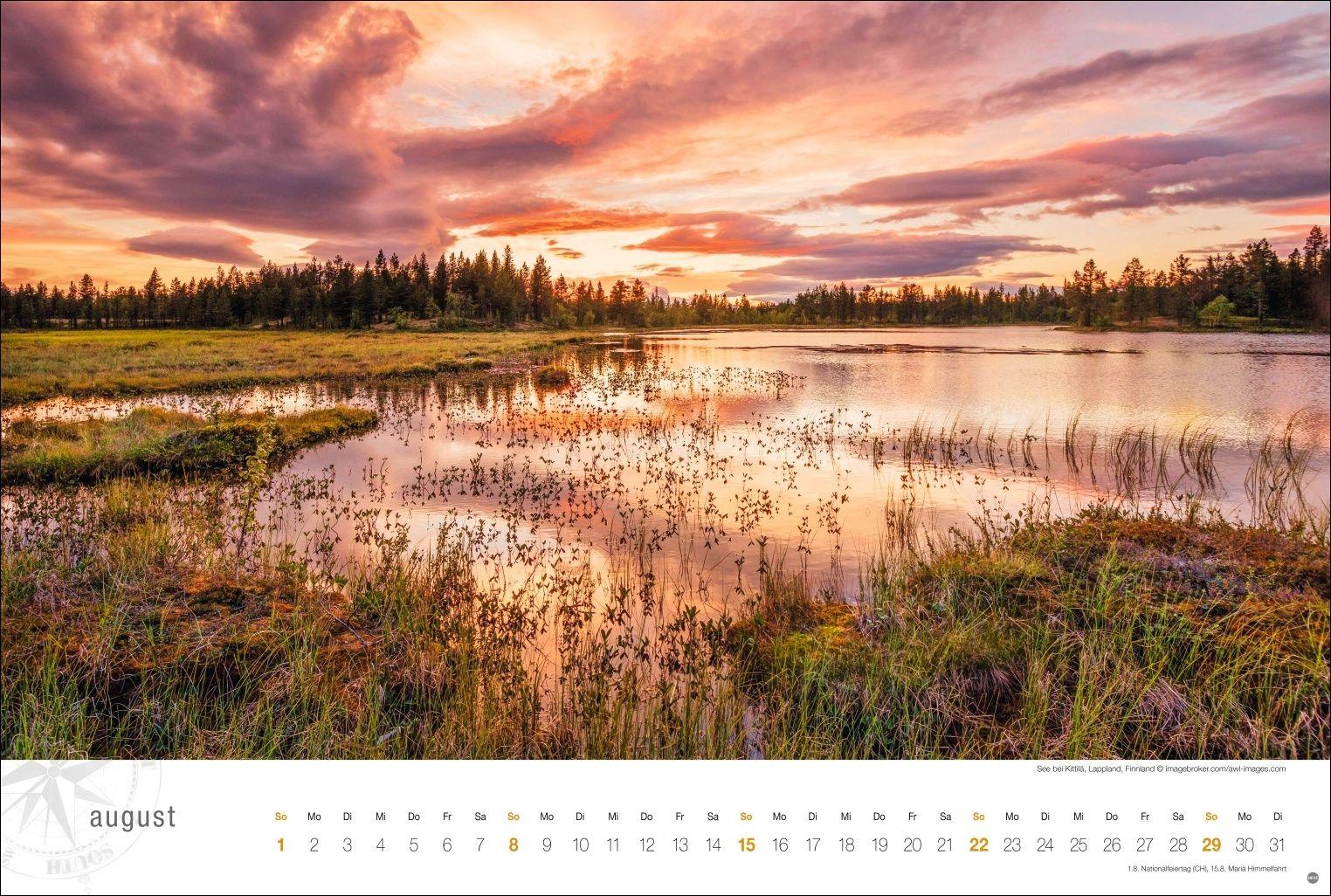 Beispielinhalt (Bild) Skandinavien Globetrotter Kalender 2027 - Von stillen Wäldern, Seen und Fjorden