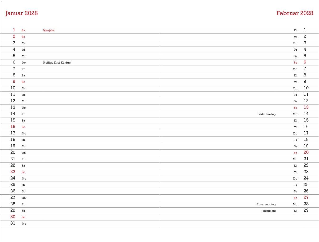Beispielinhalt (Bild) Peanuts Familienplaner-Buch A5 2027
