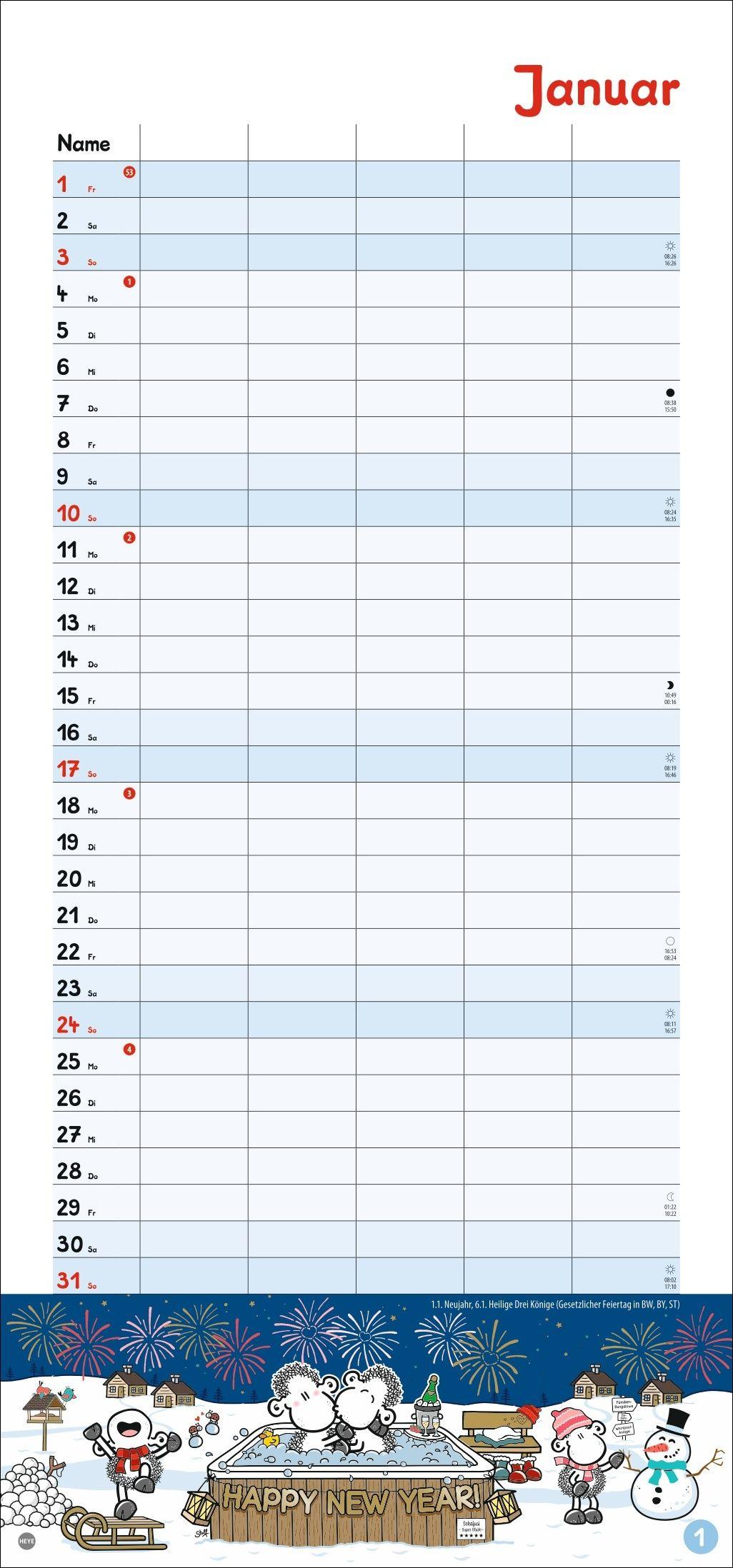 Beispielinhalt (Bild) sheepworld Familienplaner 2027