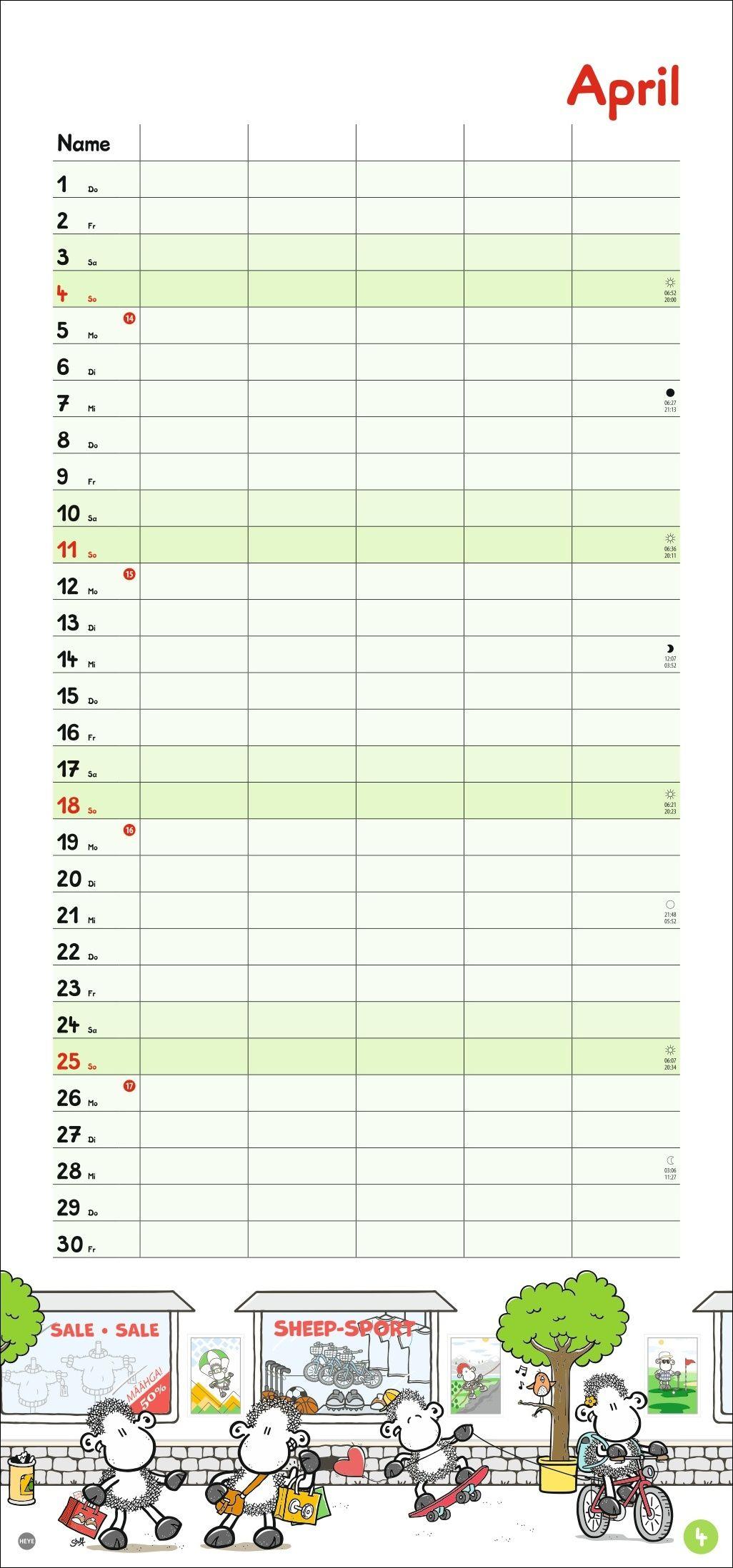 Beispielinhalt (Bild) sheepworld Familienplaner 2027