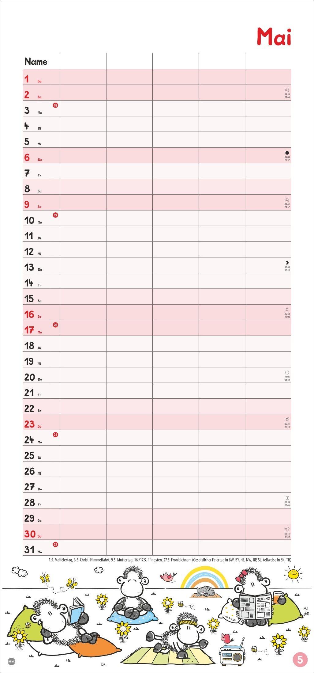Beispielinhalt (Bild) sheepworld Familienplaner 2027