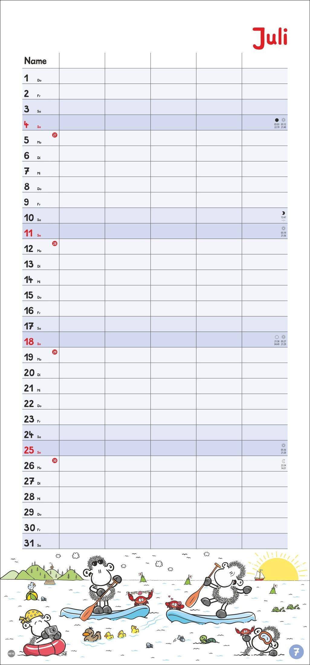 Beispielinhalt (Bild) sheepworld Familienplaner 2027