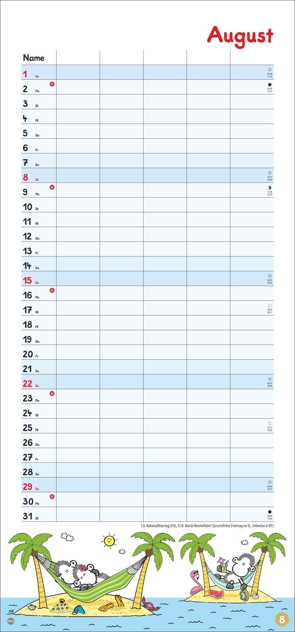 Beispielinhalt (Bild) sheepworld Familienplaner 2027