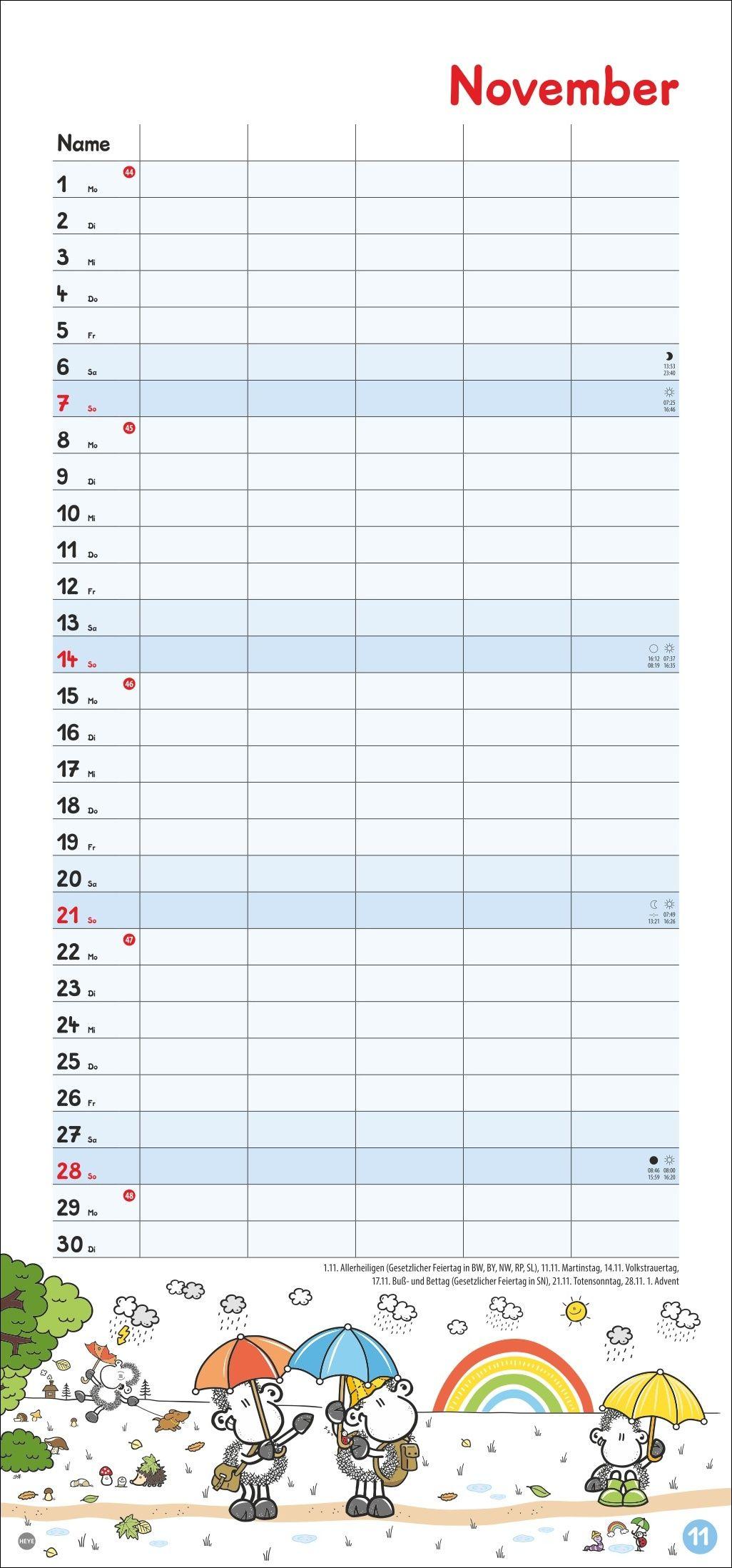 Beispielinhalt (Bild) sheepworld Familienplaner 2027