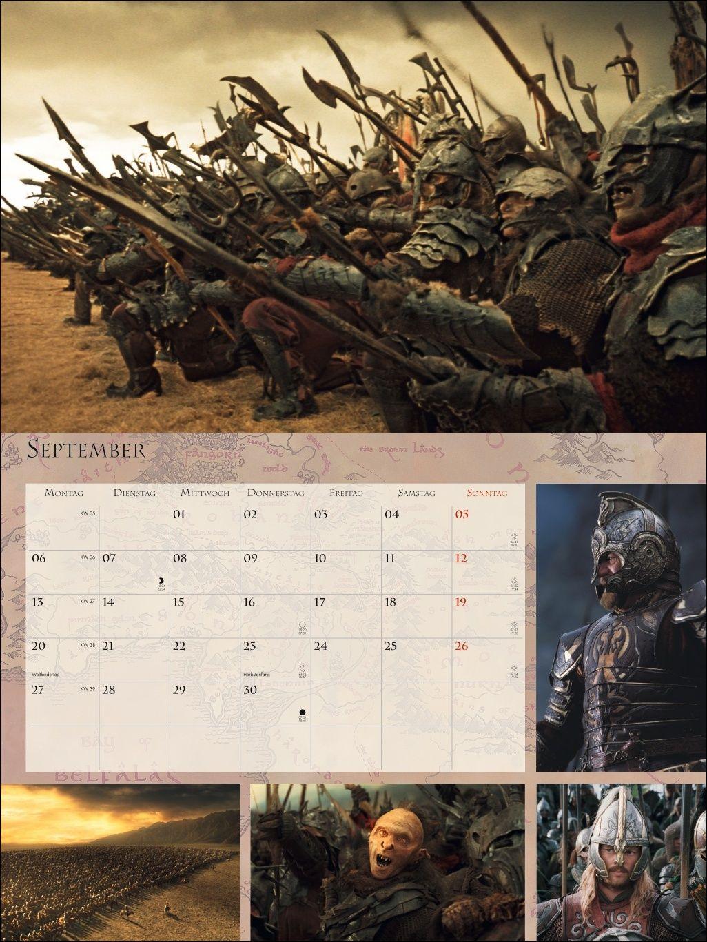 Beispielinhalt (Bild) Der Herr der Ringe Broschur XL Kalender 2027