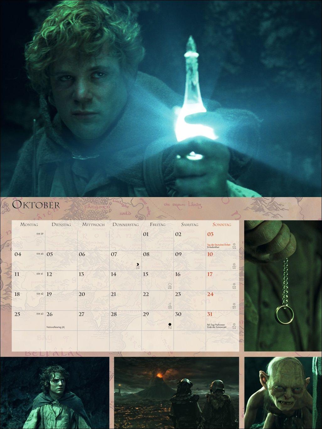 Beispielinhalt (Bild) Der Herr der Ringe Broschur XL Kalender 2027