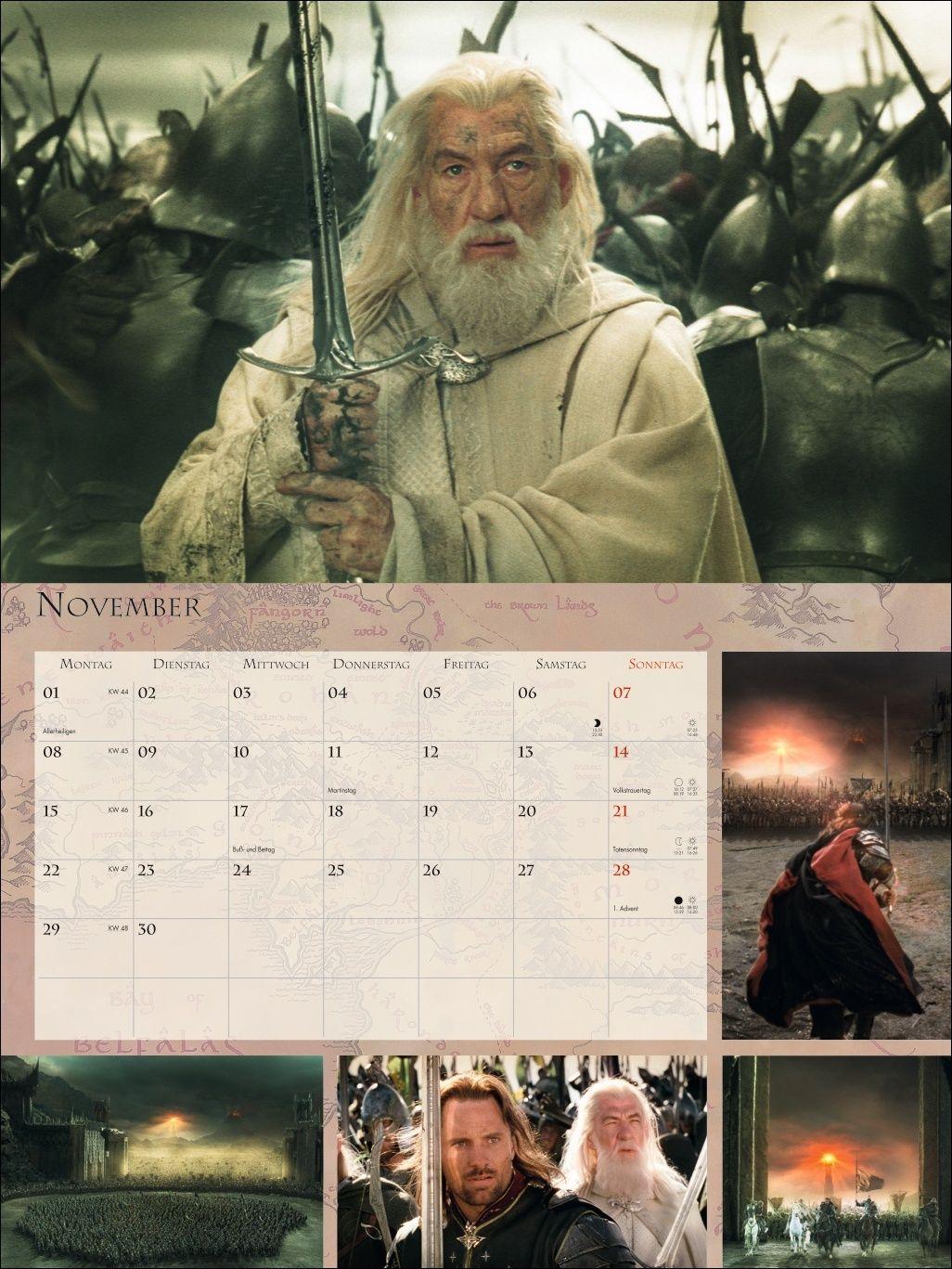 Beispielinhalt (Bild) Der Herr der Ringe Broschur XL Kalender 2027