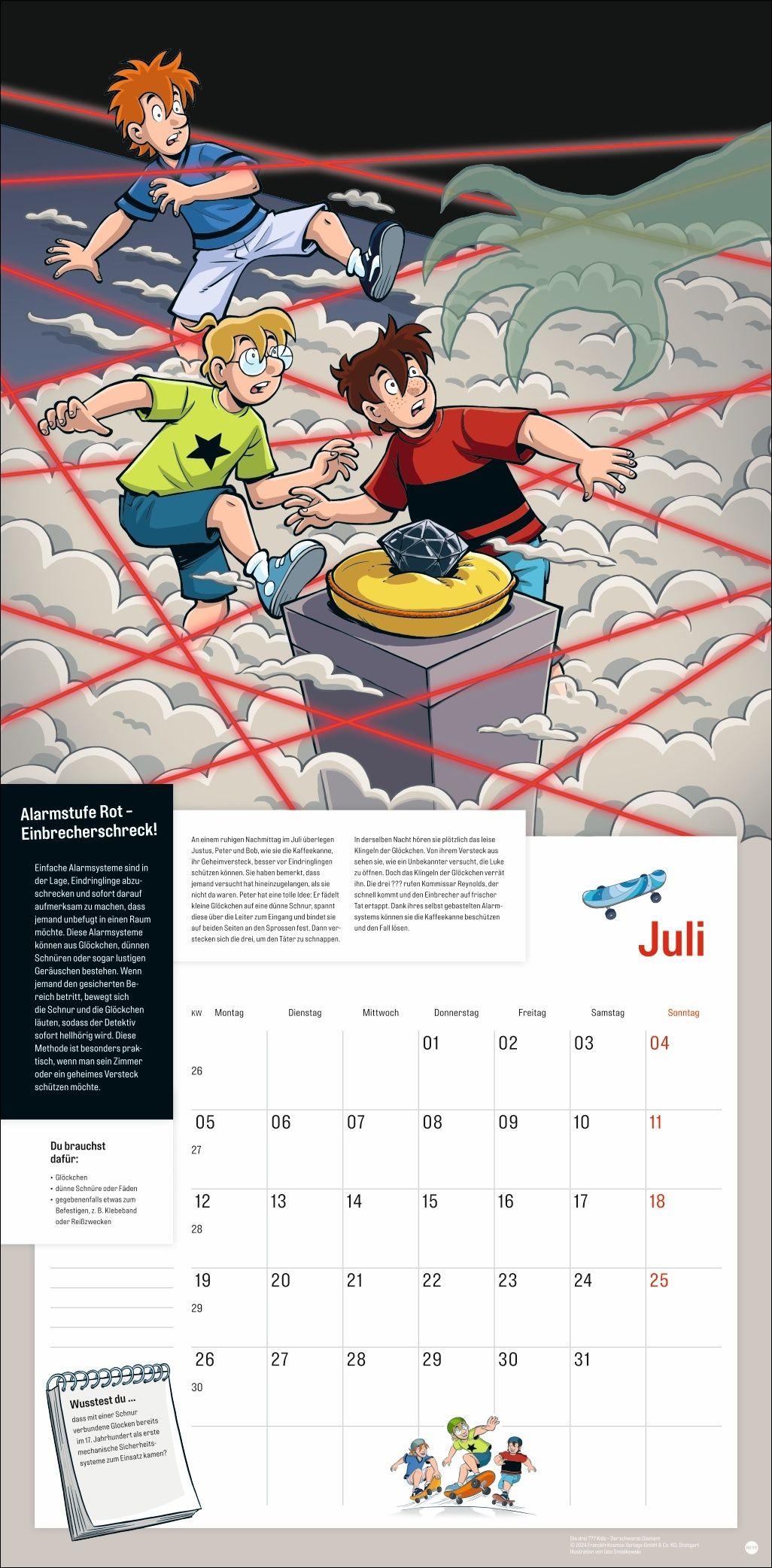 Beispielinhalt (Bild) Die drei ??? Kids Broschurkalender 2027