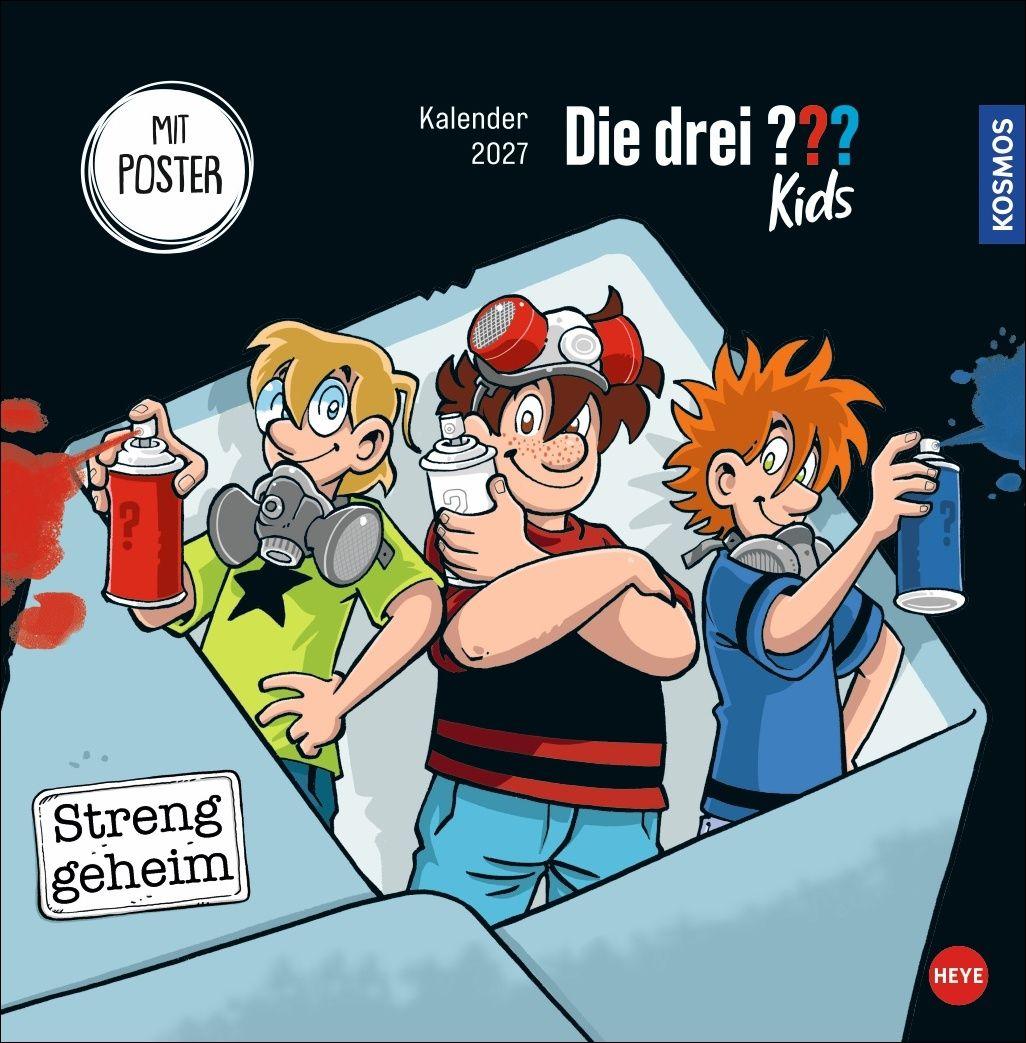 Vorderes Coverbild Die drei ??? Kids Broschurkalender 2027