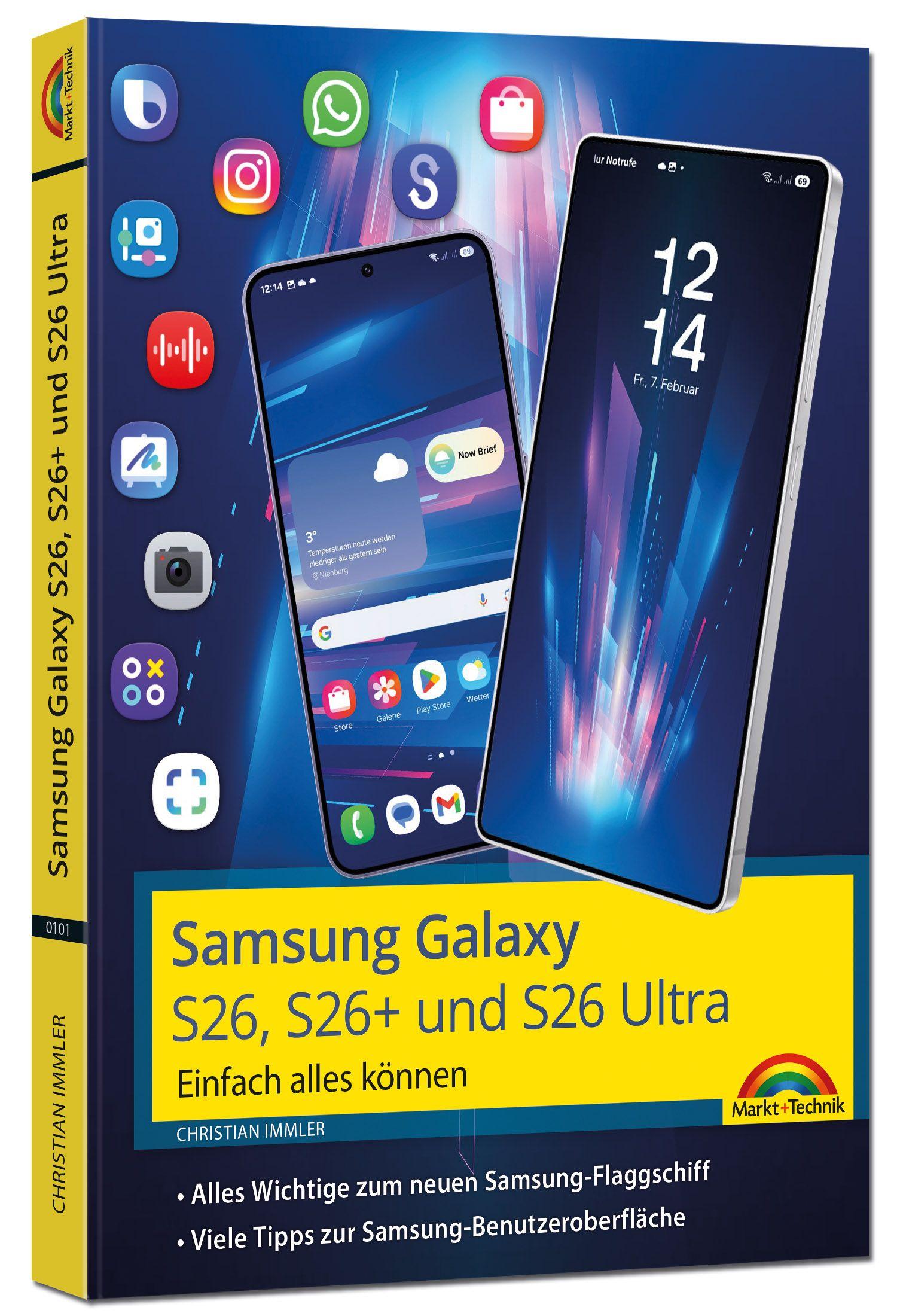 Vorderes Coverbild Samsung Galaxy S26, S26 Plus und S26 Ultra Galaxy AI mit Android 16