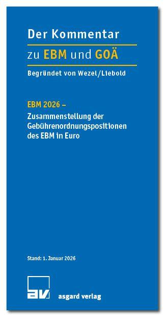 Vorderes Coverbild EBM 2026 - Zusammenstellung der Gebührenordnungspositionen des EBM in Euro