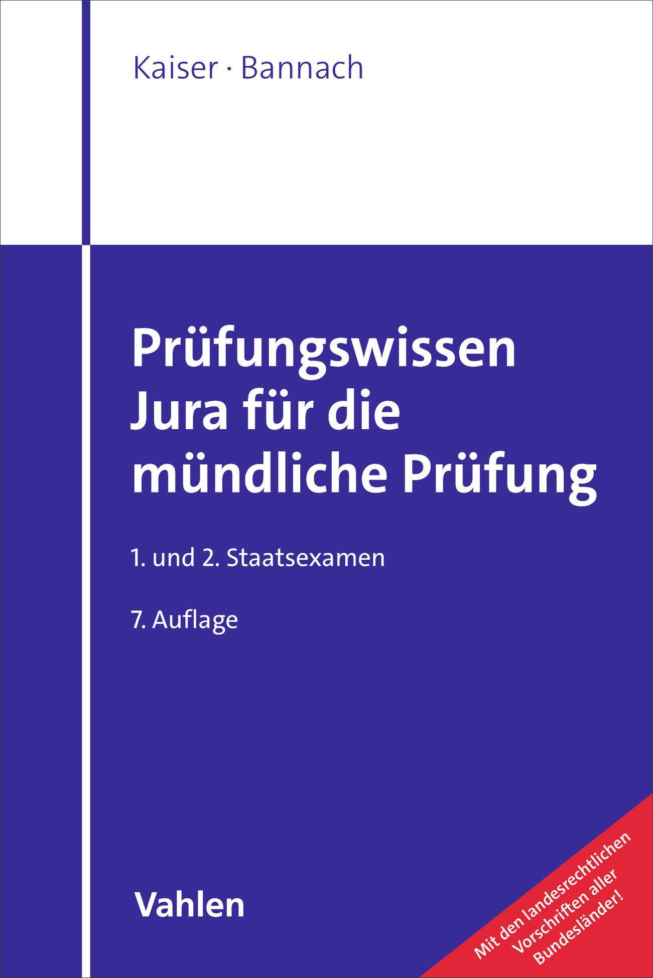 Vorderes Coverbild Prüfungswissen Jura für die mündliche Prüfung