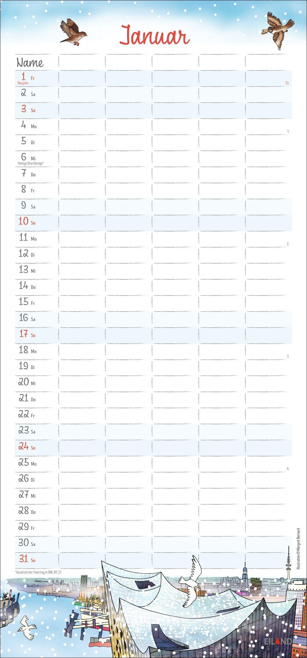 Beispielinhalt (Bild) Der Hamburger Familienplaner 2027 - Margret Bernard
