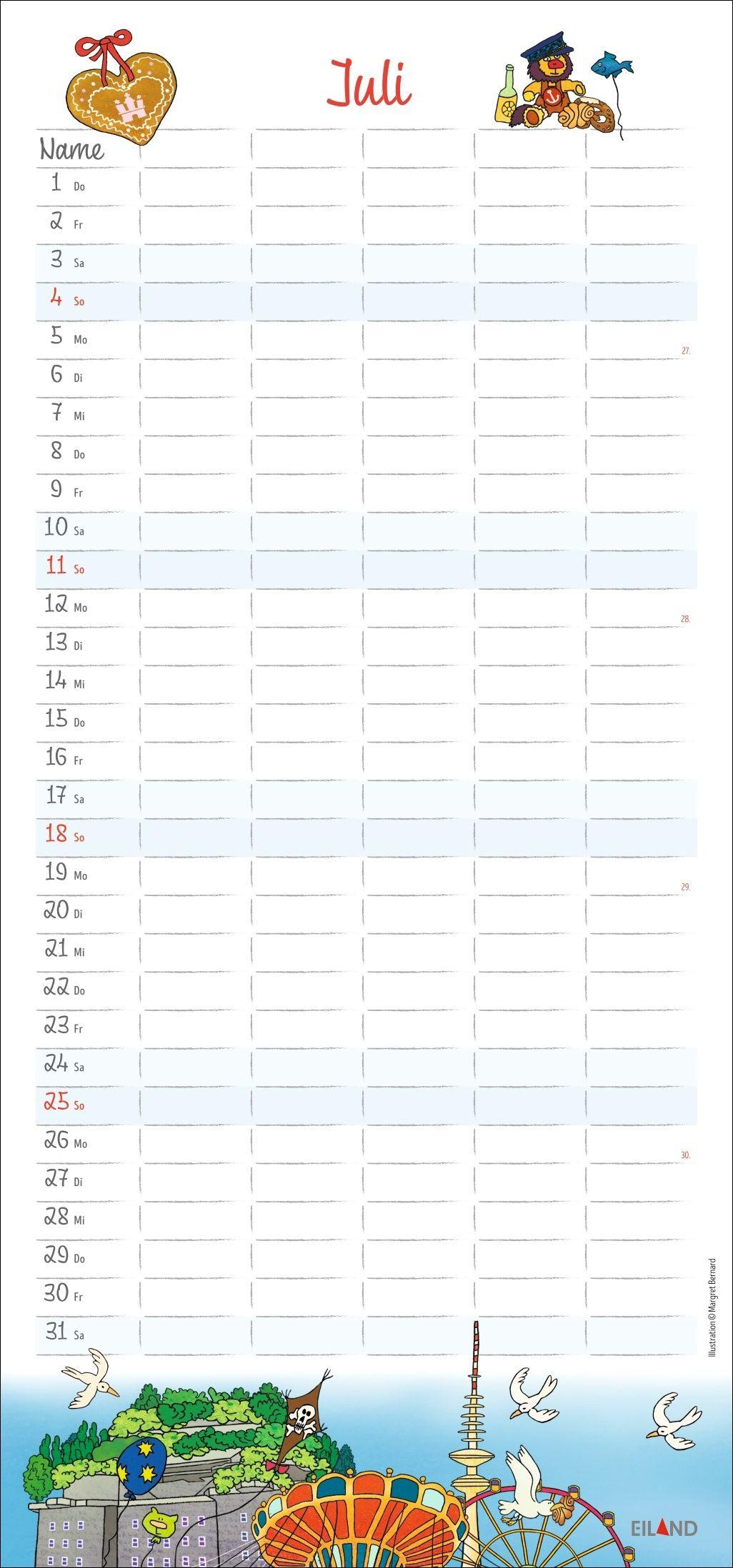 Beispielinhalt (Bild) Der Hamburger Familienplaner 2027 - Margret Bernard