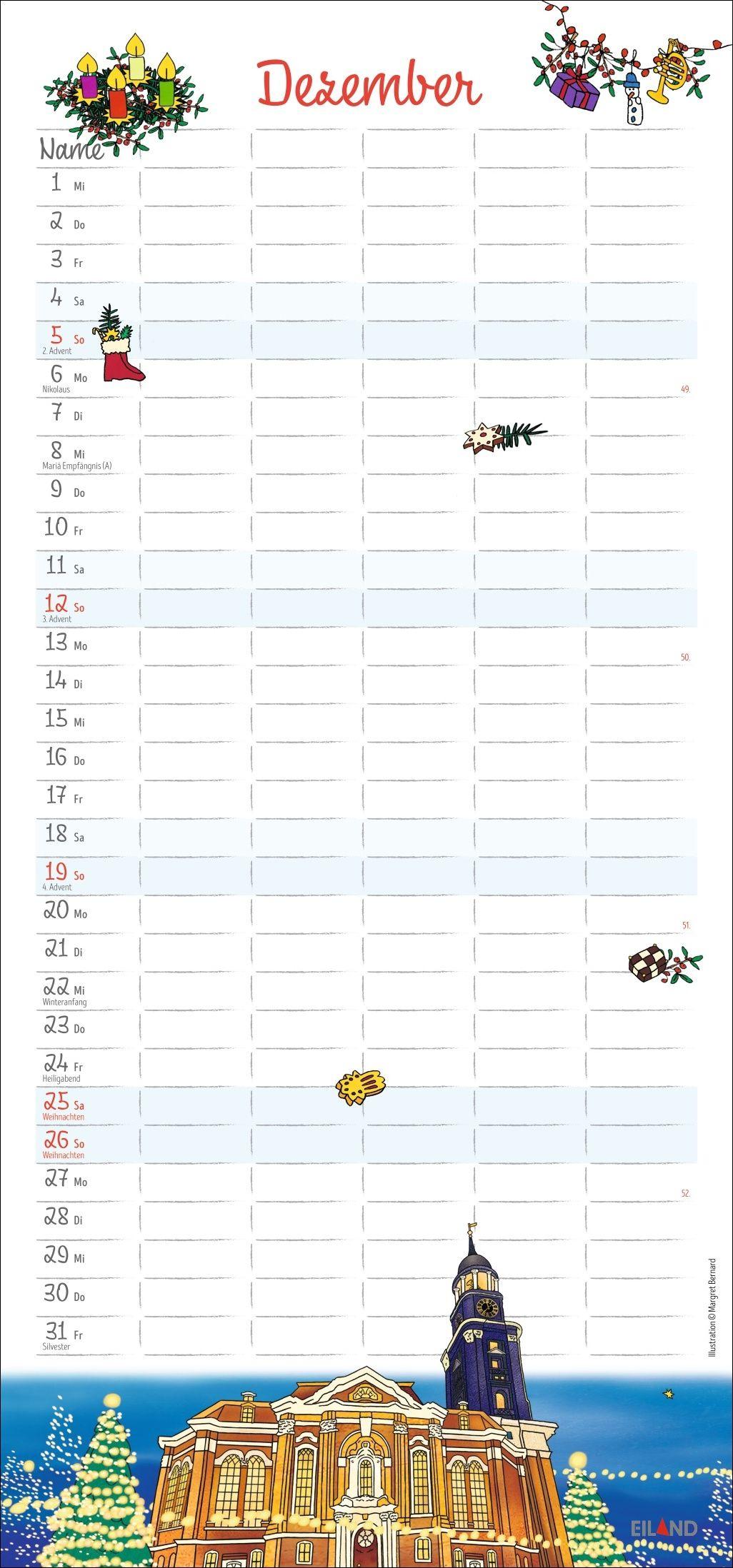 Beispielinhalt (Bild) Der Hamburger Familienplaner 2027 - Margret Bernard