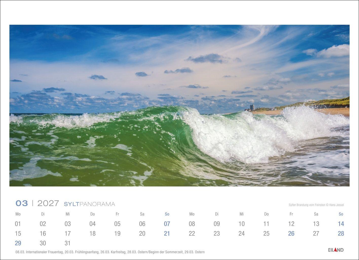 Beispielinhalt (Bild) Sylt Panorama-Postkartenkalender 2027 - Hans Jessel