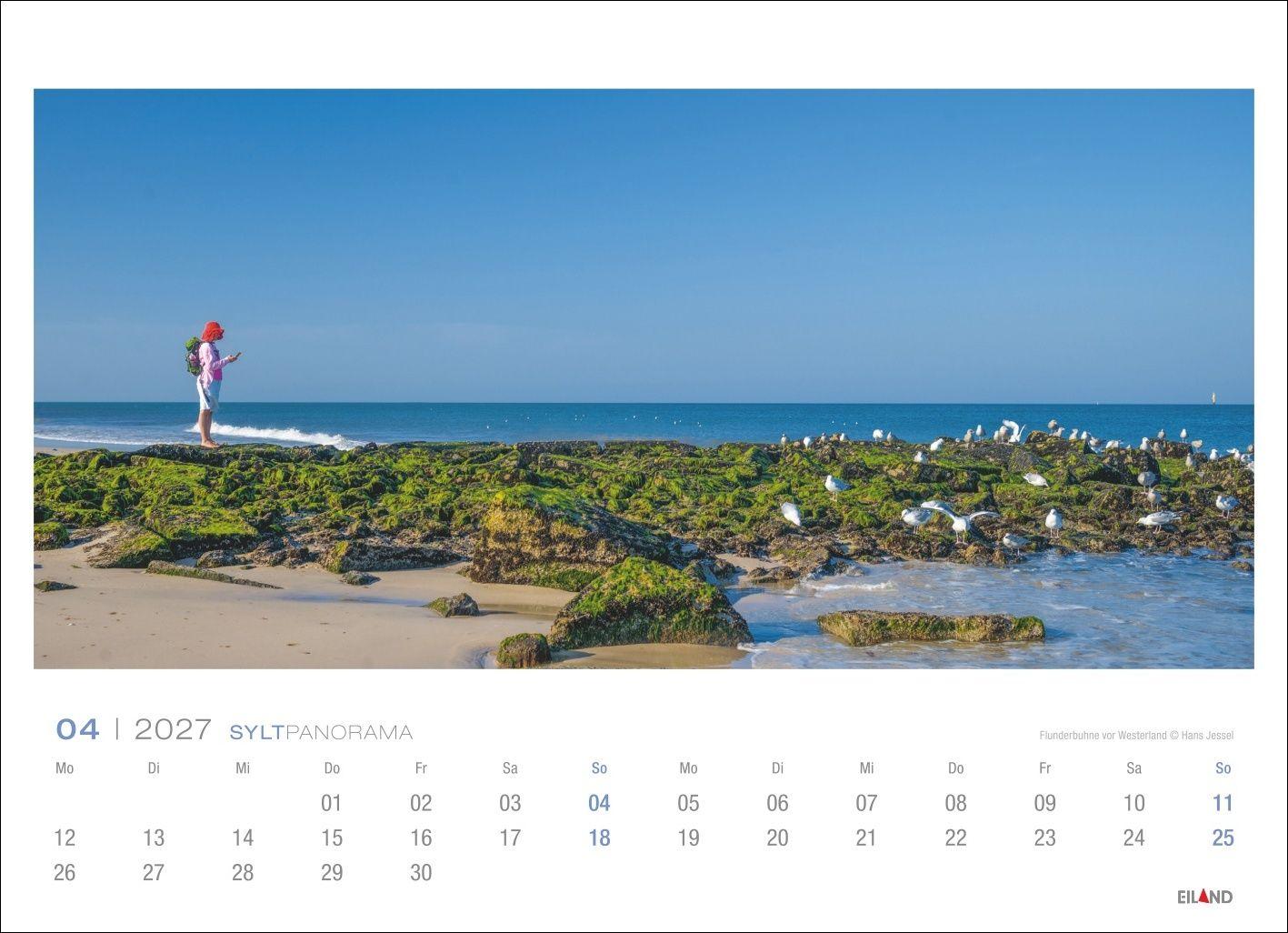 Beispielinhalt (Bild) Sylt Panorama-Postkartenkalender 2027 - Hans Jessel