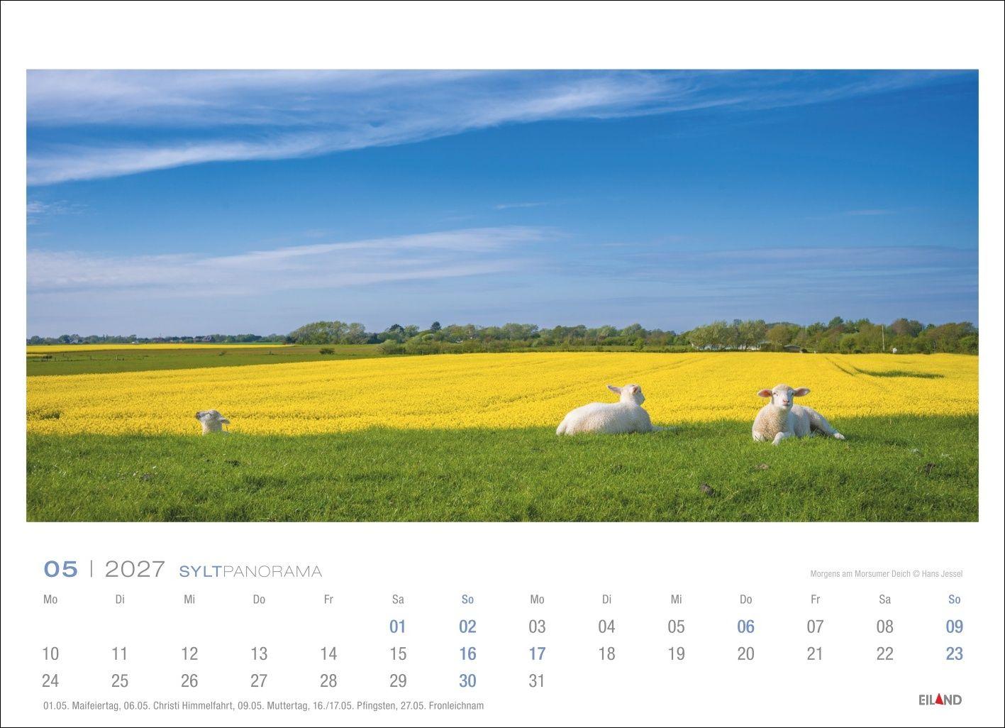 Beispielinhalt (Bild) Sylt Panorama-Postkartenkalender 2027 - Hans Jessel