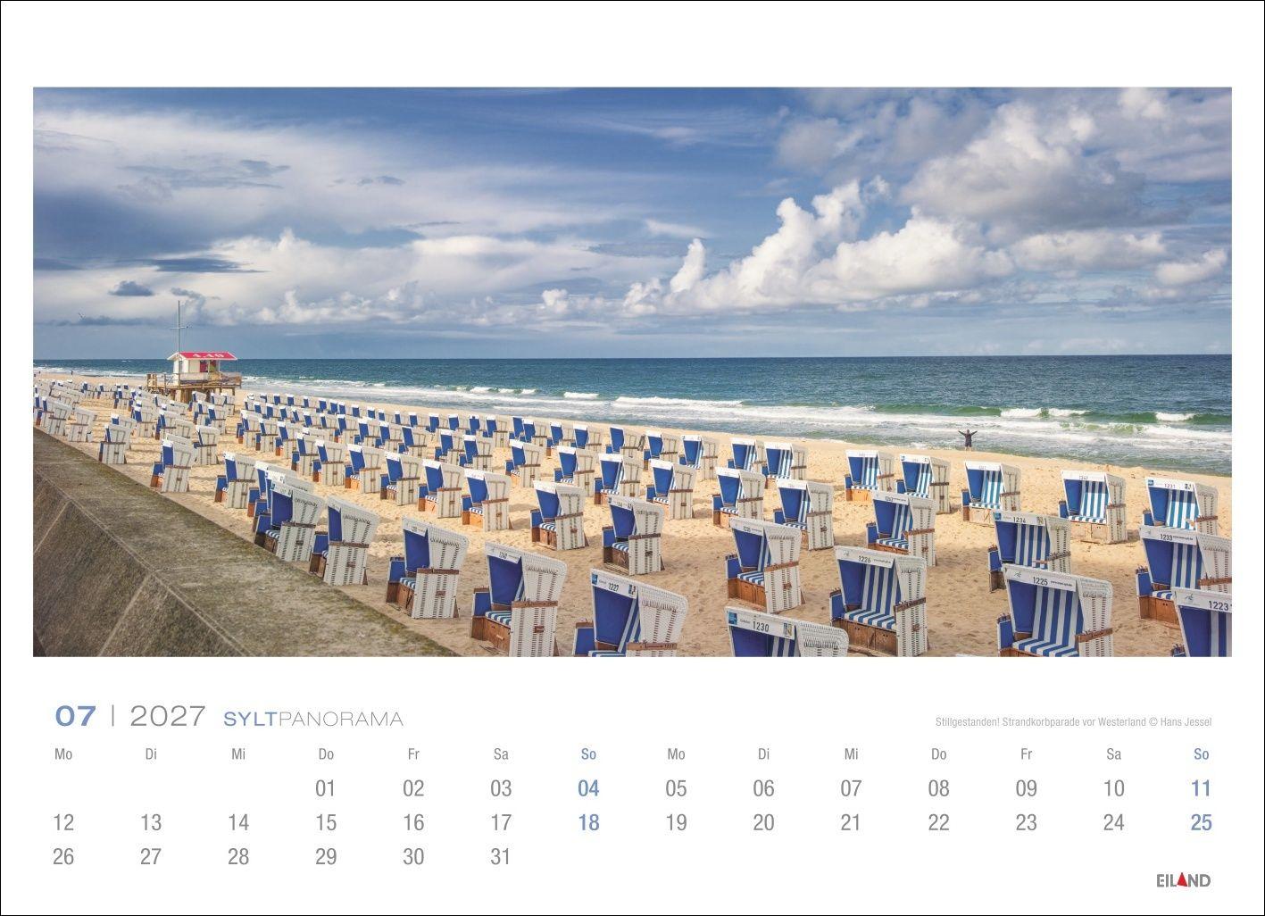 Beispielinhalt (Bild) Sylt Panorama-Postkartenkalender 2027 - Hans Jessel