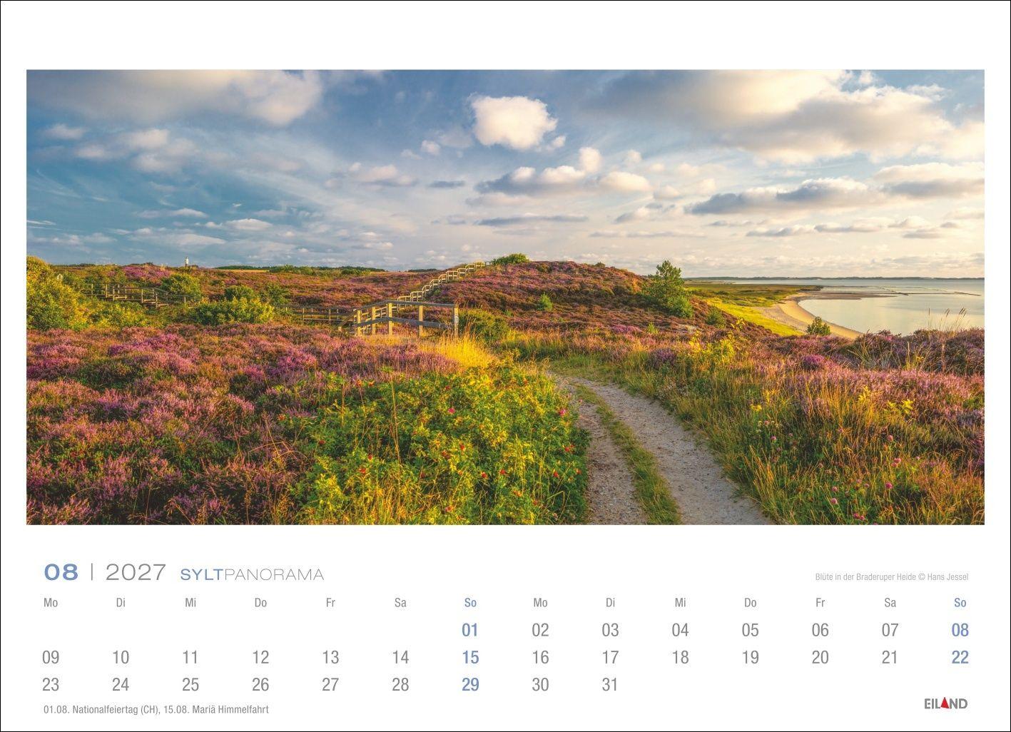 Beispielinhalt (Bild) Sylt Panorama-Postkartenkalender 2027 - Hans Jessel