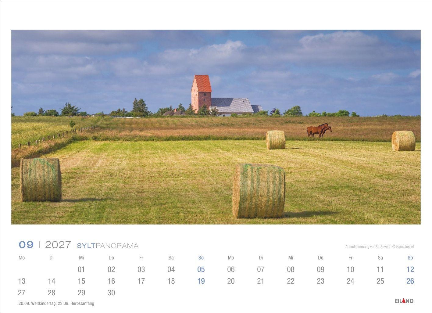 Beispielinhalt (Bild) Sylt Panorama-Postkartenkalender 2027 - Hans Jessel