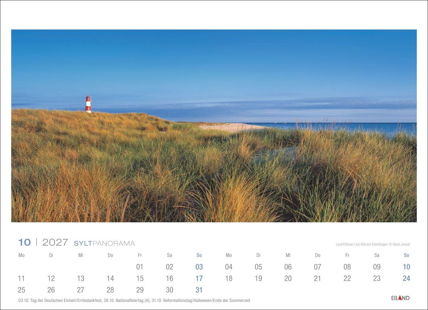 Beispielinhalt (Bild) Sylt Panorama-Postkartenkalender 2027 - Hans Jessel
