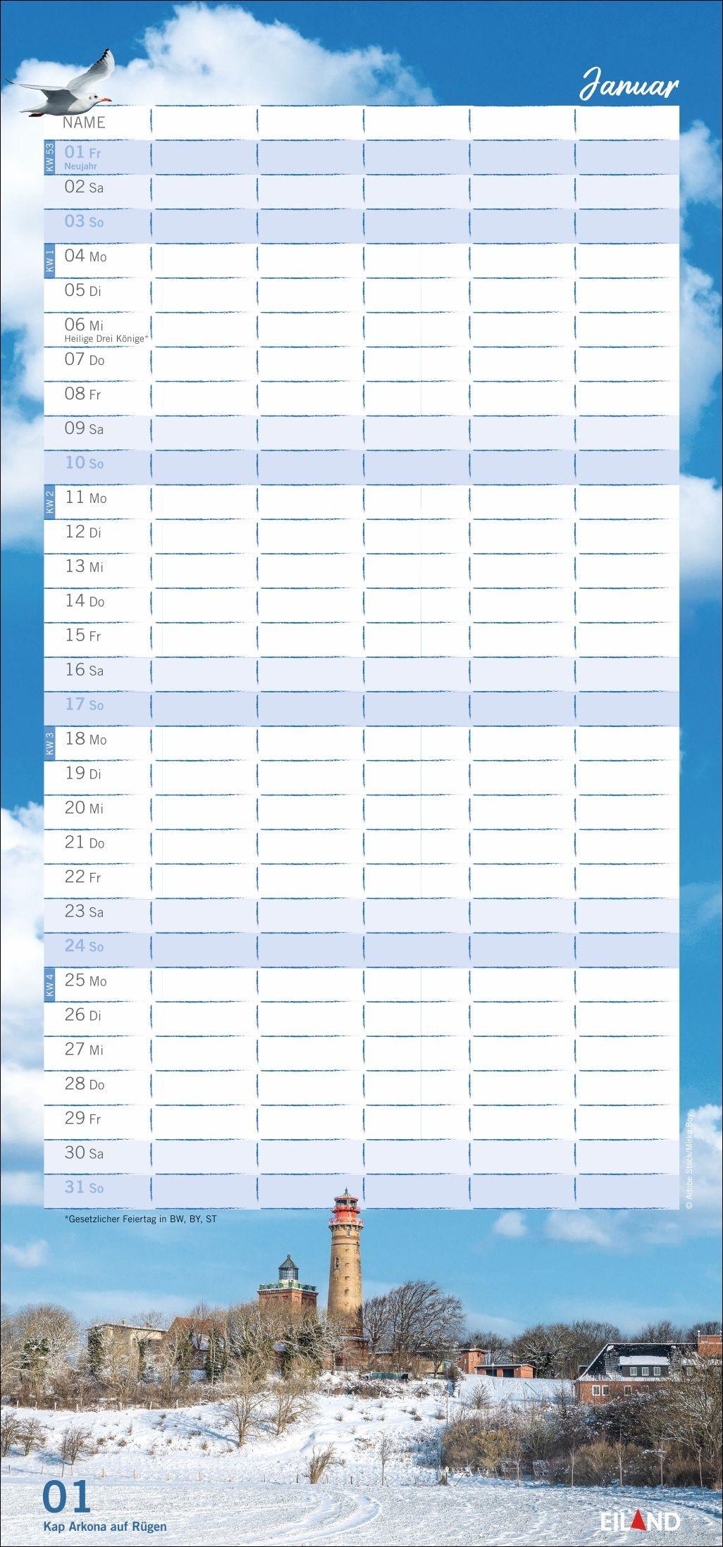 Beispielinhalt (Bild) Meerzeit Familienplaner 2027